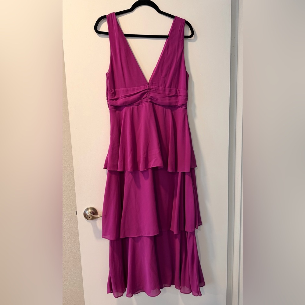 Celebration Time Purple Sleeveless Tiered Midi Dress - L - Picture 4 of 5